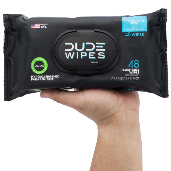 slide 3 of 13, DUDE Fragrance Free Flushable XL Wipes 3 - 48 Wipes Packs, 48 ct