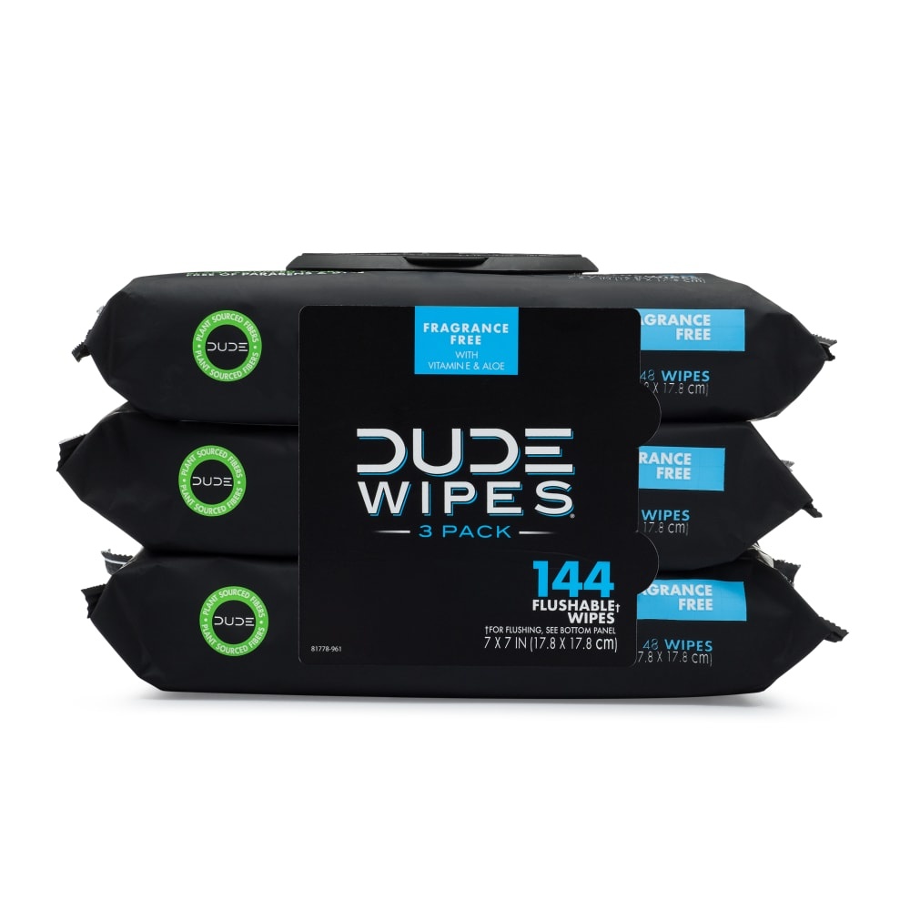 slide 1 of 1, Dude Wipes DUDE Fragrance-free Flushable Wipes, 144 ct