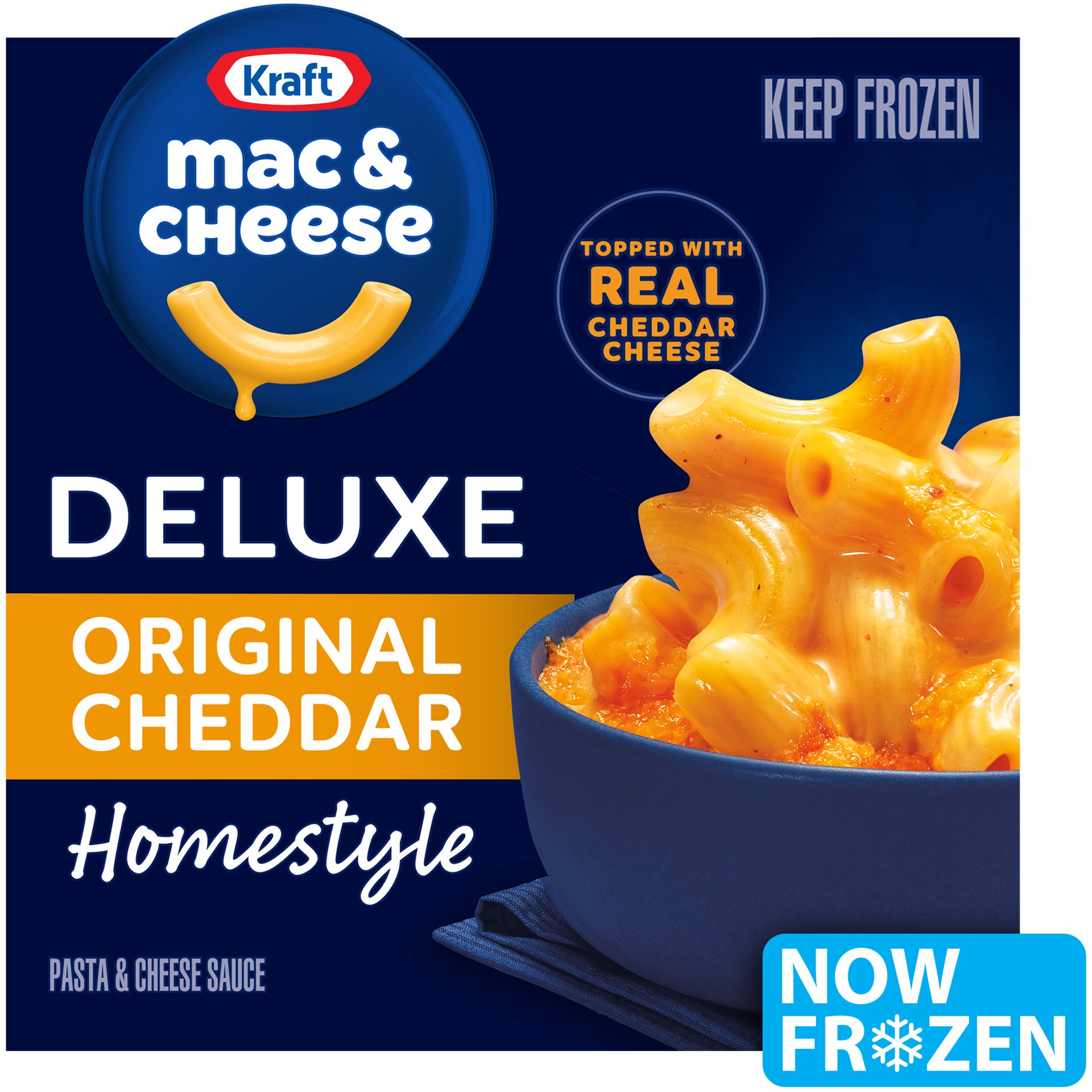 slide 1 of 7, Kraft Deluxe Frozen Meal, Original Cheddar Mac & Cheese, Macaroni and Cheese Dinner, 12 oz, 12 oz