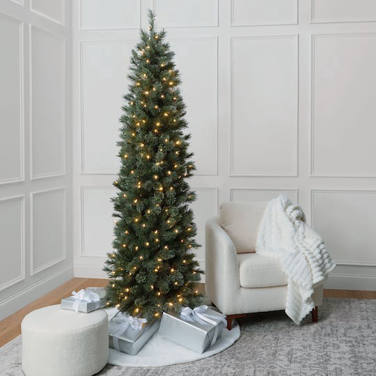 slide 1 of 7, 7ft. Pre-Lit Stella Pine Artificial Christmas Tree, Warm White Led Lights By Ashland, 7 ft