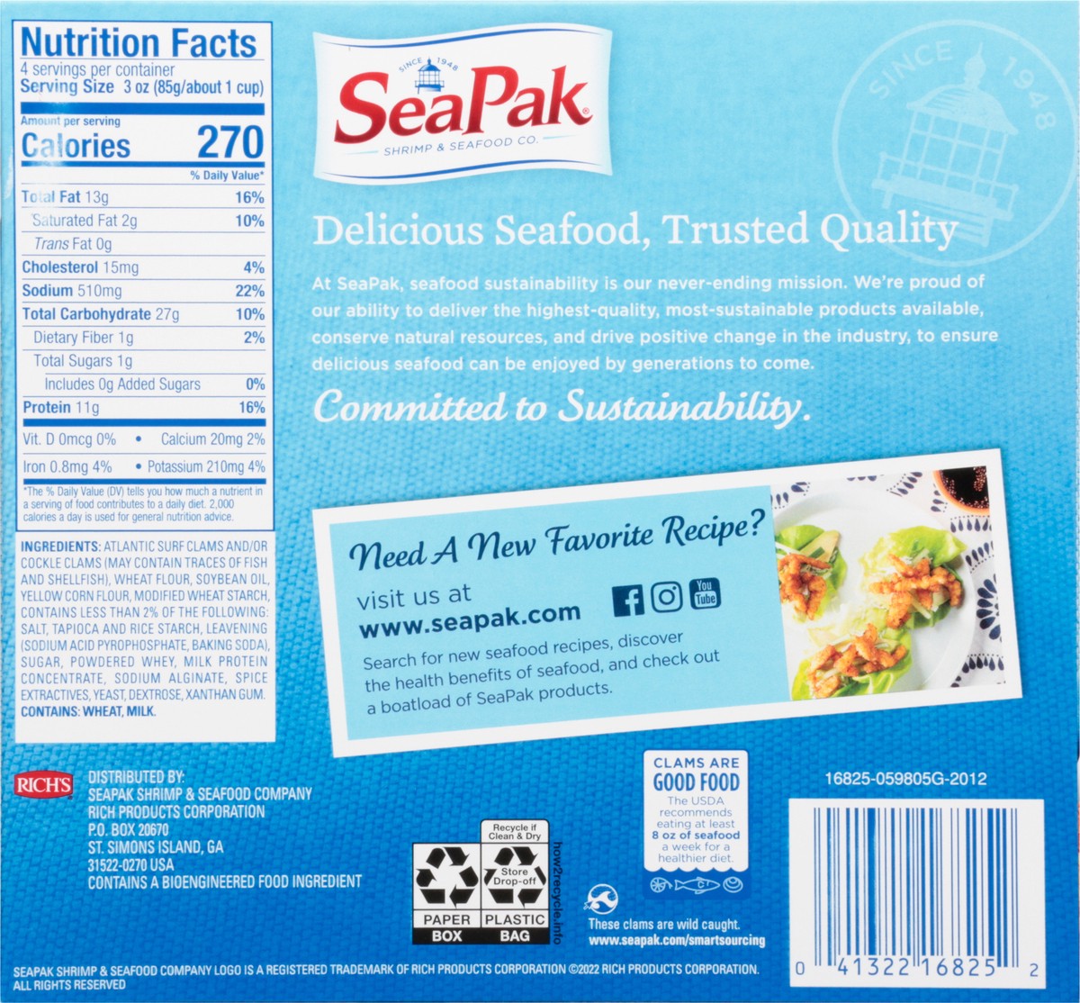 slide 5 of 9, SeaPak Clam Strips, 12 oz