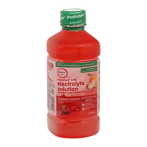 slide 1 of 1, Signature Care Electrolyte Solution For Kids & Adults Cherry Punch, 1 liter