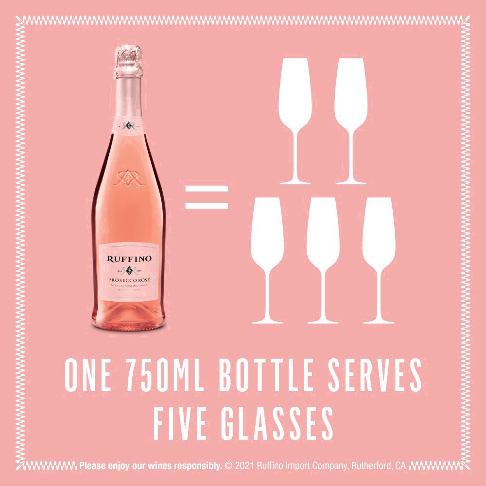 slide 13 of 25, Ruffino Lumina Prosecco DOC, Italian Rose Sparkling Wine, 750 mL Bottle, 25.36 fl oz