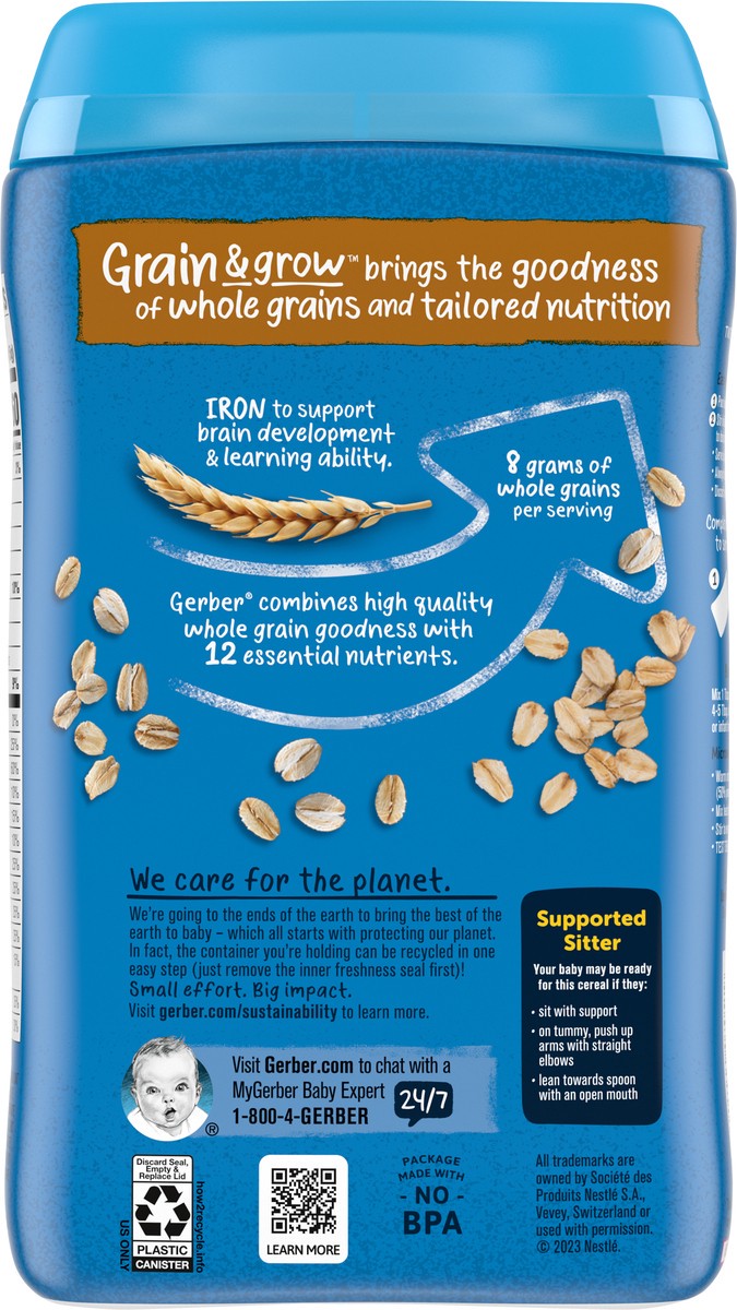 slide 8 of 9, Gerber Single Grain Oatmeal Baby Cereal, 16 oz