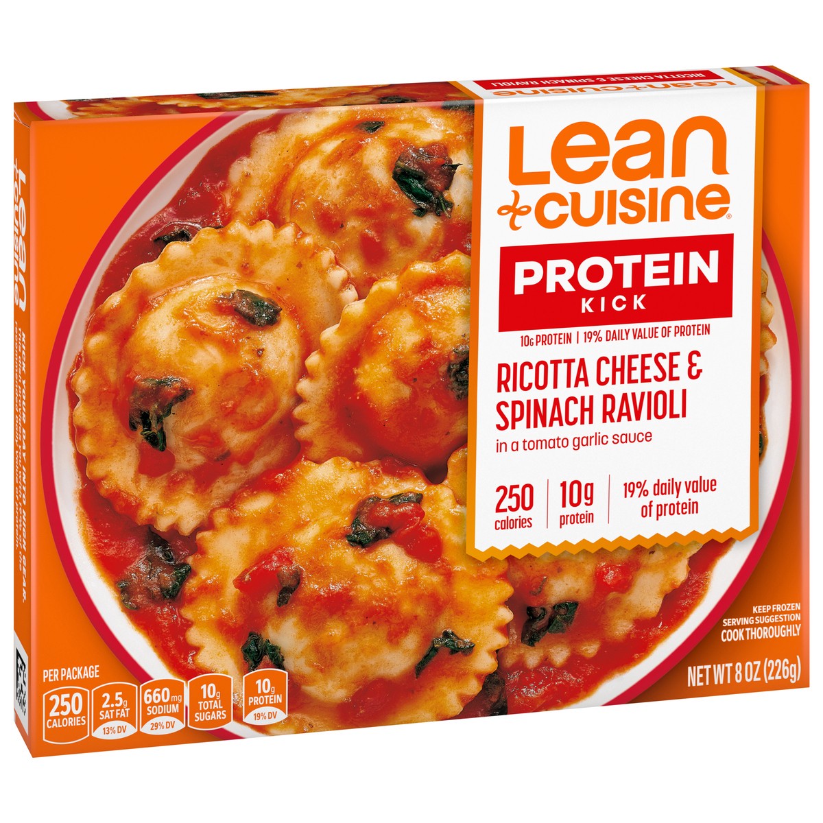 slide 9 of 9, Lean Cuisine Frozen Meal Ricotta Cheese & Spinach Ravioli, Protein Kick Microwave Meal, Cheese and Ravioli Dinner, Frozen Dinner for One, 8 oz