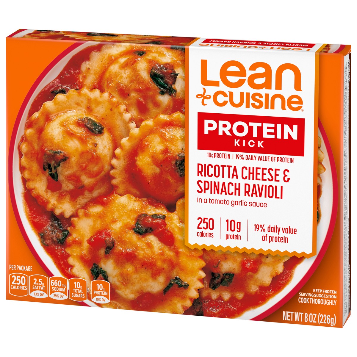 slide 8 of 9, Lean Cuisine Frozen Meal Ricotta Cheese & Spinach Ravioli, Protein Kick Microwave Meal, Cheese and Ravioli Dinner, Frozen Dinner for One, 8 oz