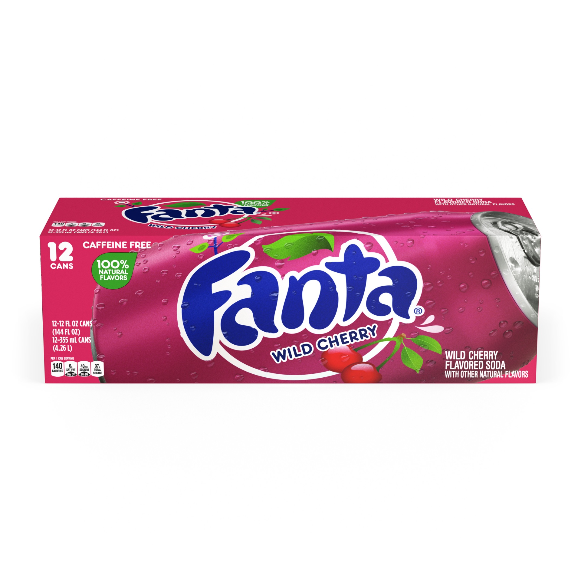 slide 1 of 2, Fanta Wild Cherry 100% Naturally Flavored Soda, 12 ct; 12 fl oz