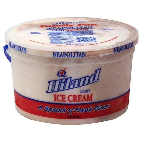 slide 1 of 1, Hiland Dairy Ice Cream Light Neapolitan Family Pak, 128 oz