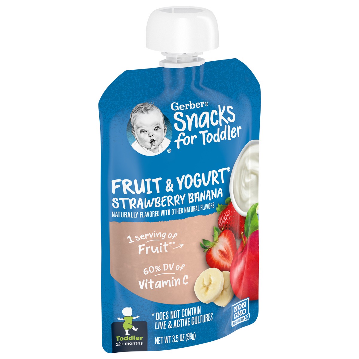 slide 4 of 9, Gerber Snacks for Toddler, Fruit and Yogurt Strawberry Banana, 3.5 oz Pouch, 3.5 oz