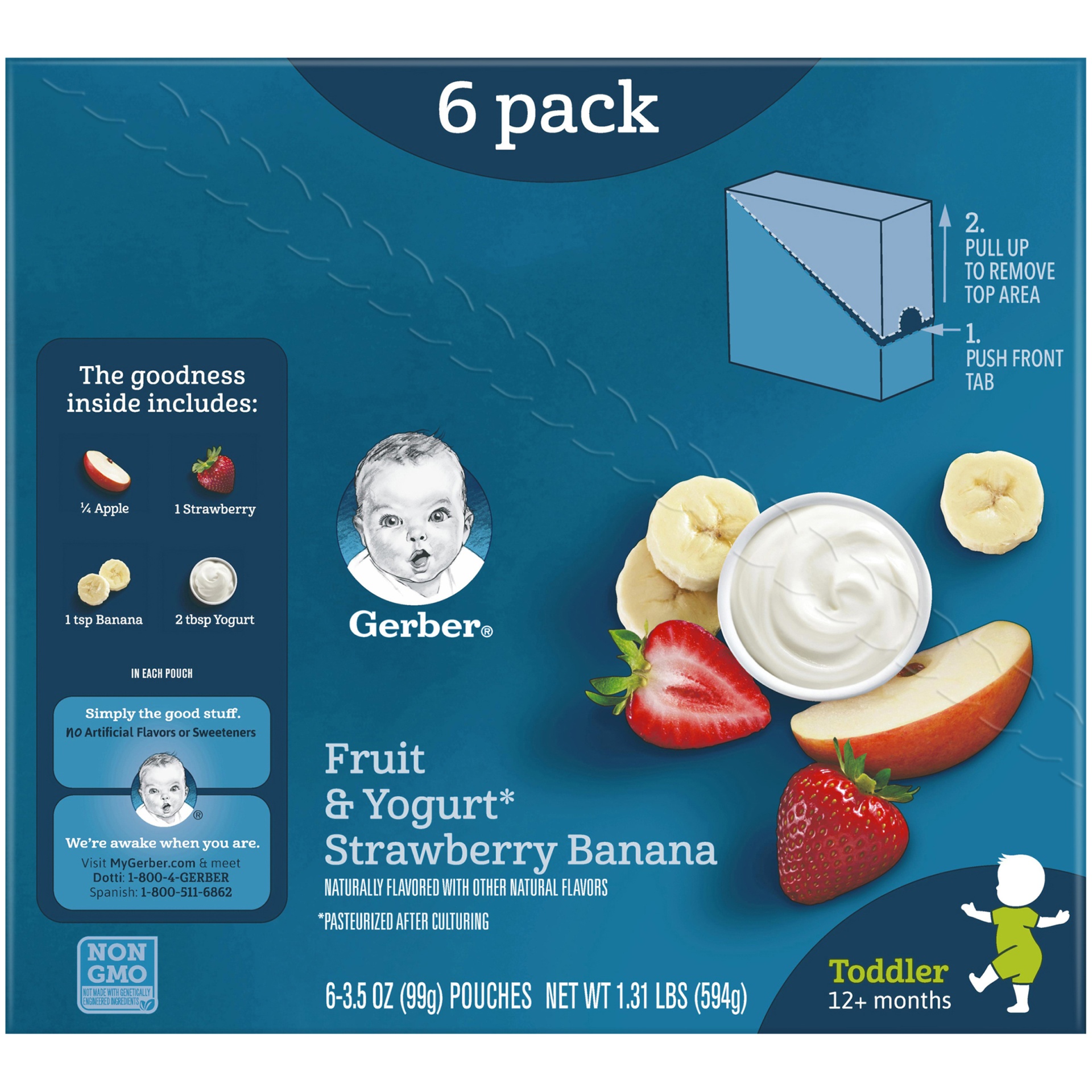 slide 2 of 7, Gerber Strong Toddler Fruit & Yogurt Strawberry Banana, 3.5 oz
