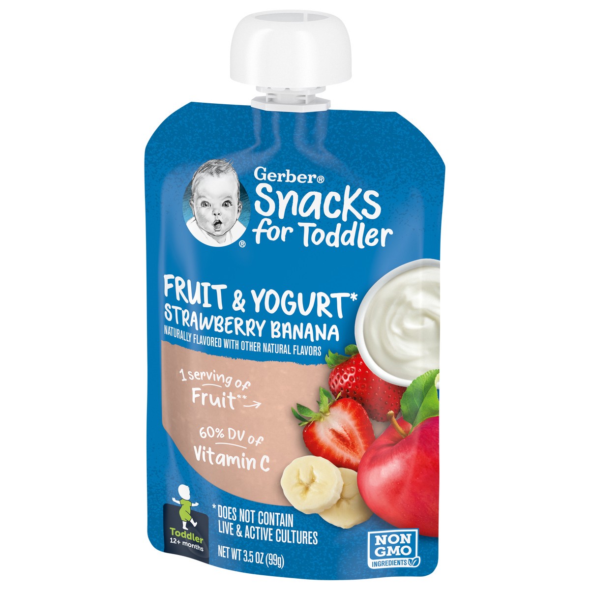 slide 3 of 9, Gerber Snacks for Toddler, Fruit and Yogurt Strawberry Banana, 3.5 oz Pouch, 3.5 oz