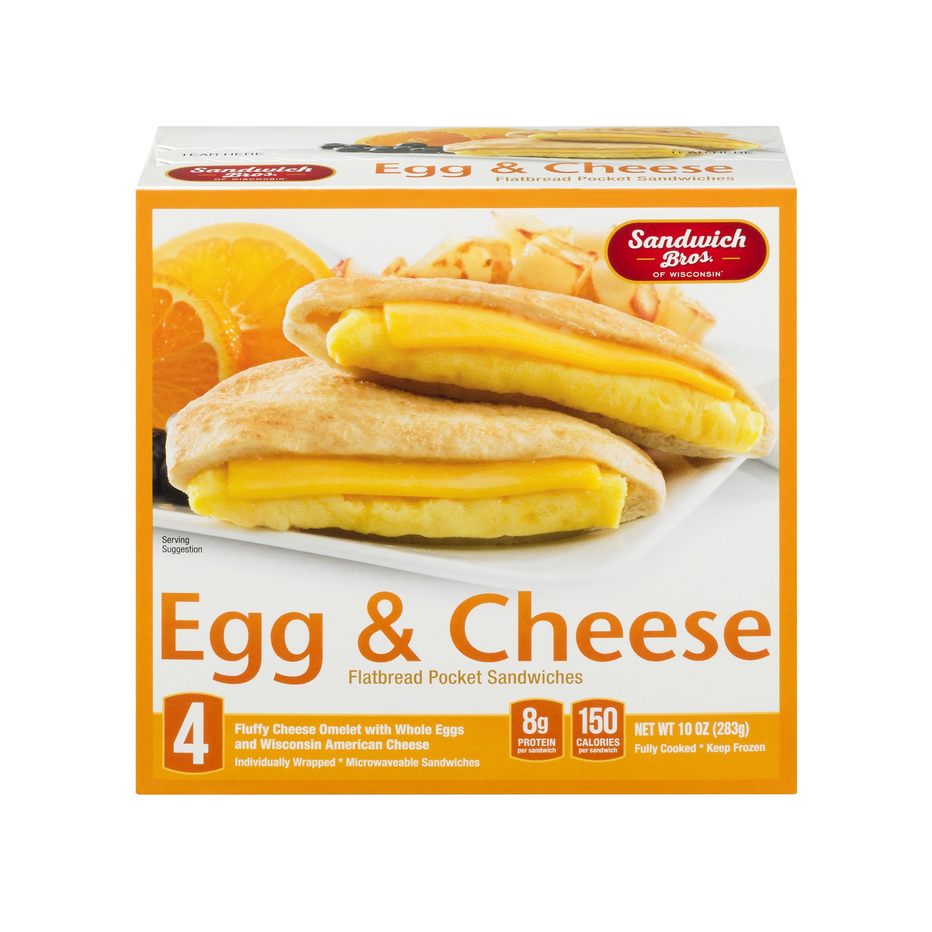 slide 1 of 4, Sandwich Bros. Egg and Cheese Flatbread Pocket Sandwiches, 10 oz, 4 Count, 10 oz