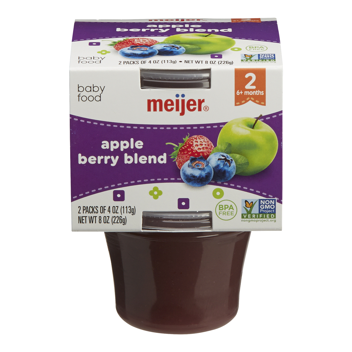 slide 1 of 5, Meijer Baby Food Apple Berry Blend of, 2 ct, 4 oz