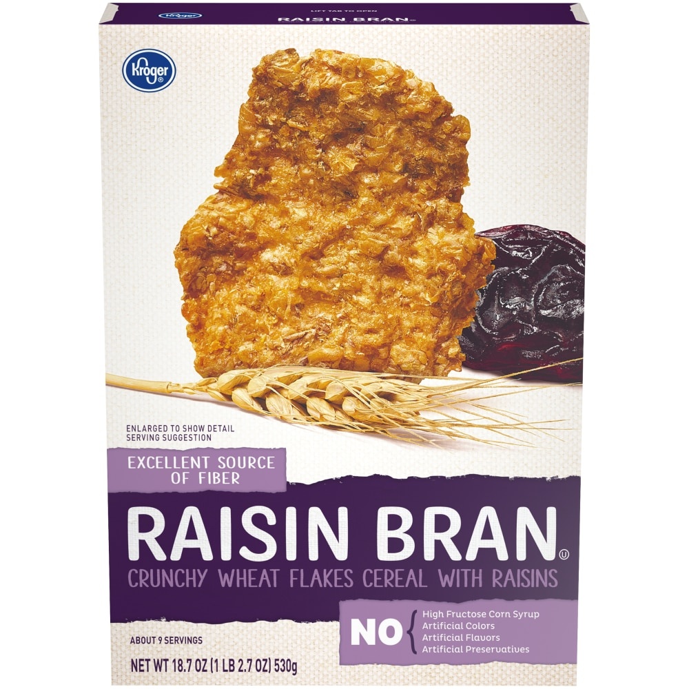 slide 1 of 1, Kroger Raisin Bran Crunchy Cereal, 18.7 oz