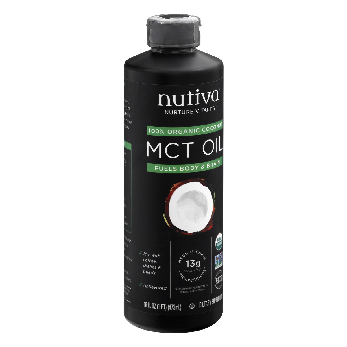 slide 8 of 8, Nutiva Nurture Vitality 100% Organic Coconut MCT Oil 16 oz, 16 oz