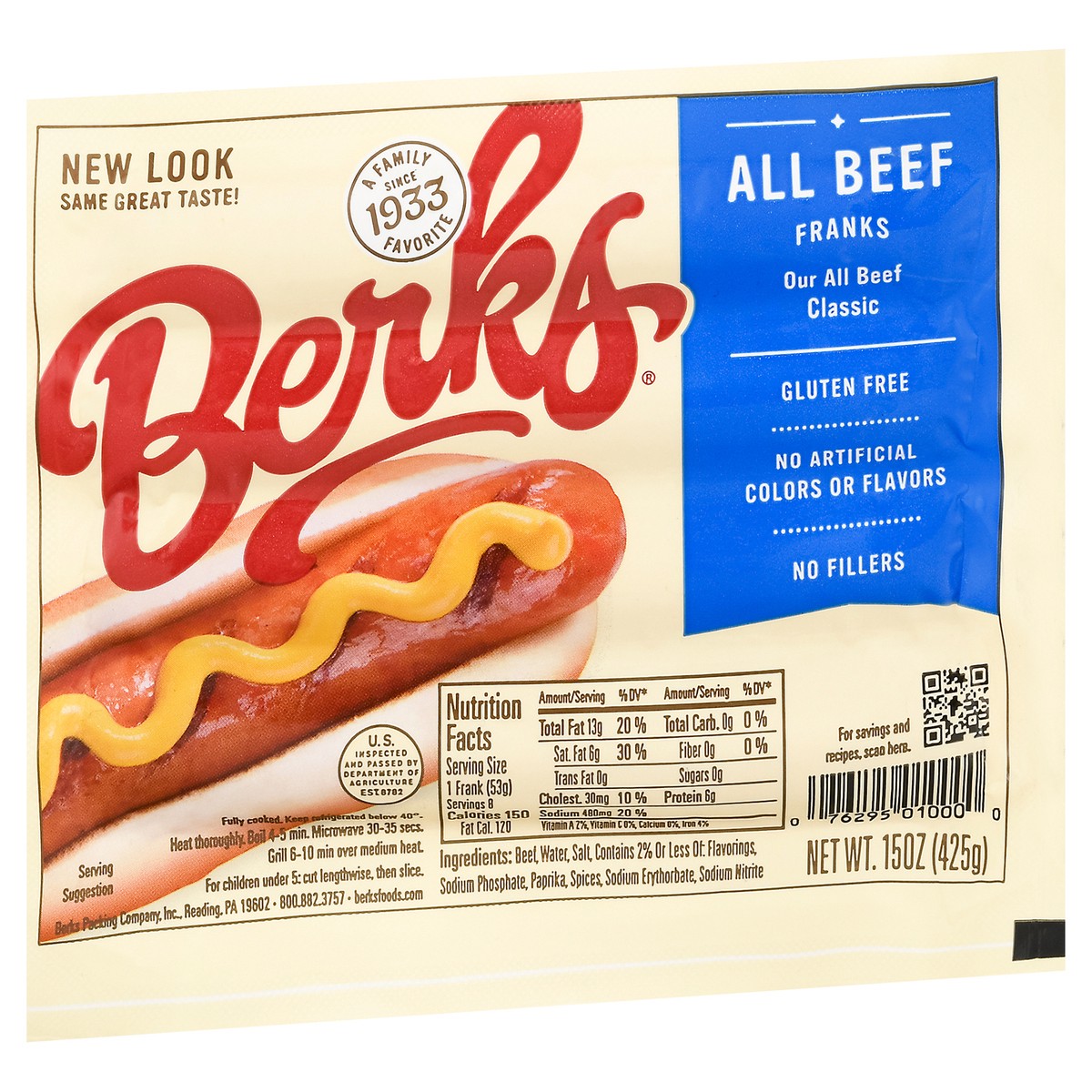 slide 5 of 11, Berks Beef Franks, 15 oz