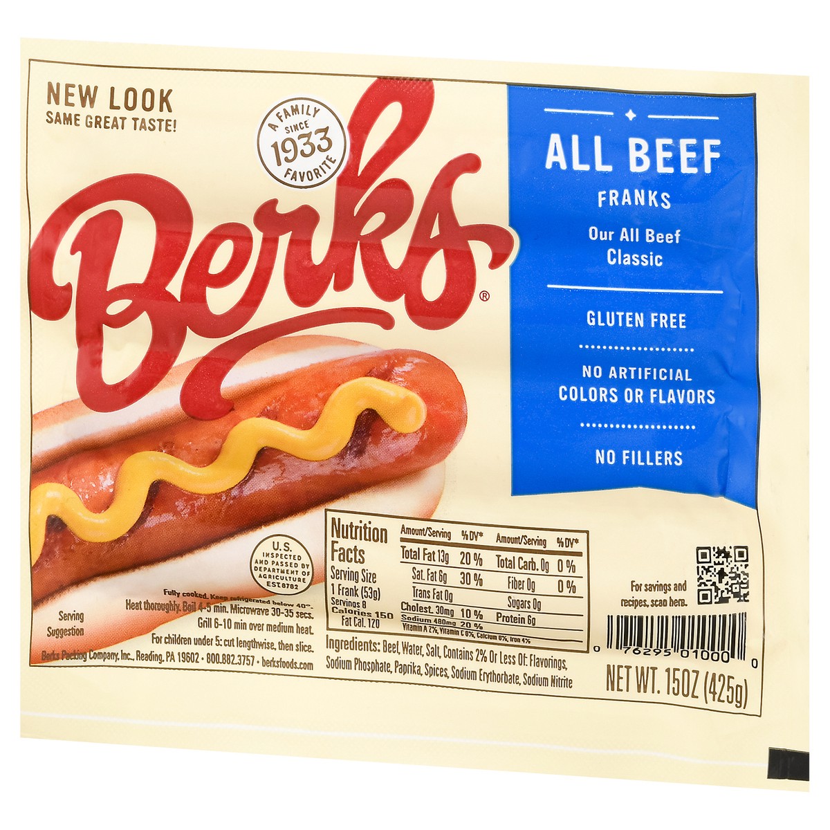 slide 10 of 11, Berks Beef Franks, 15 oz