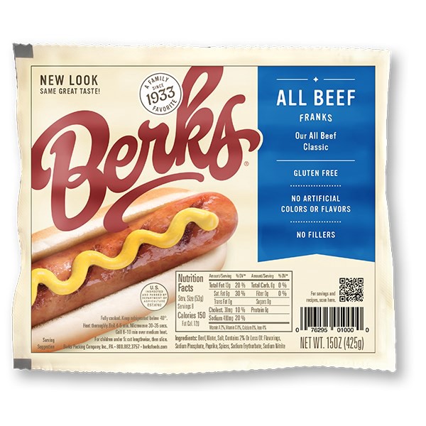 slide 1 of 11, Berks Beef Franks, 15 oz