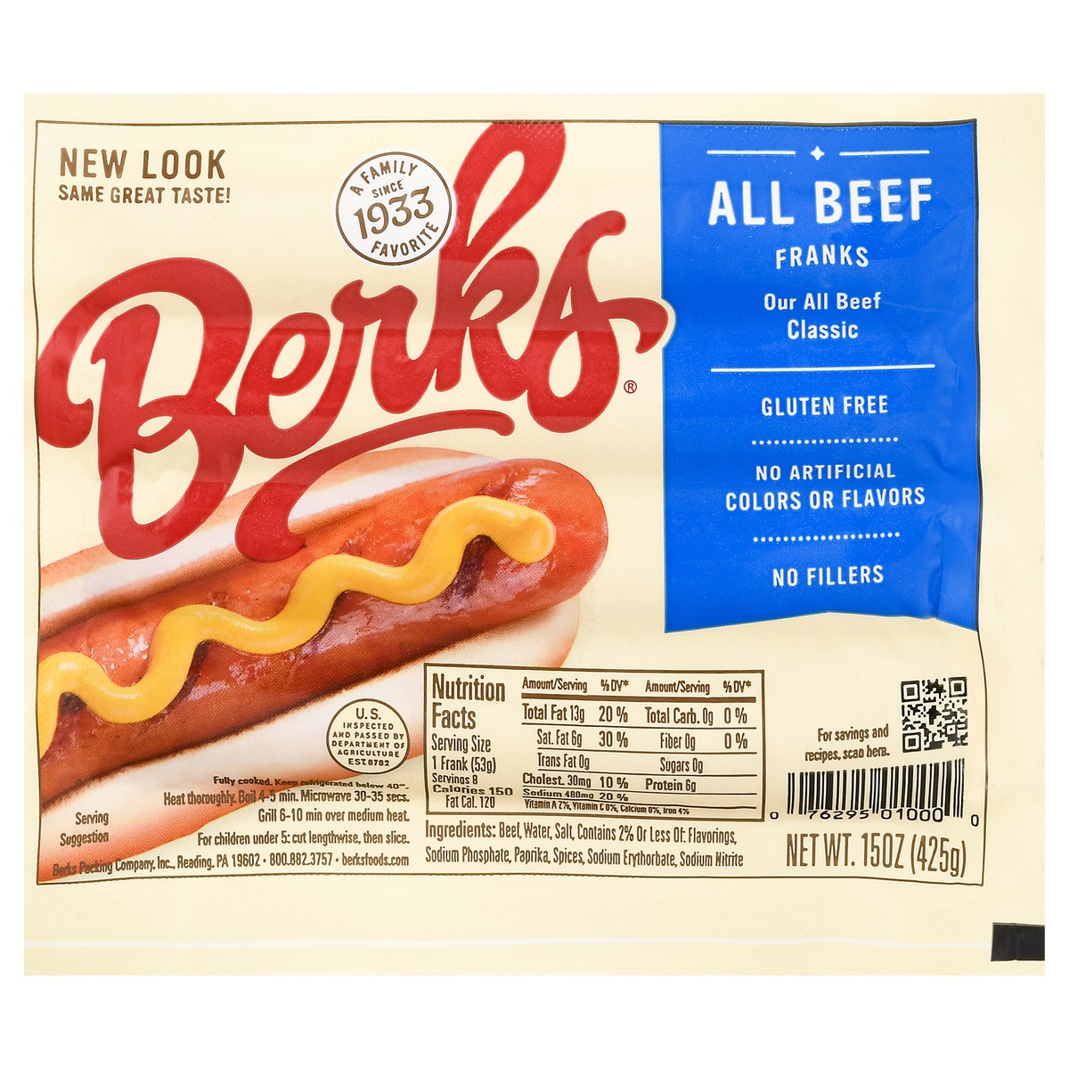 slide 9 of 11, Berks Beef Franks, 15 oz