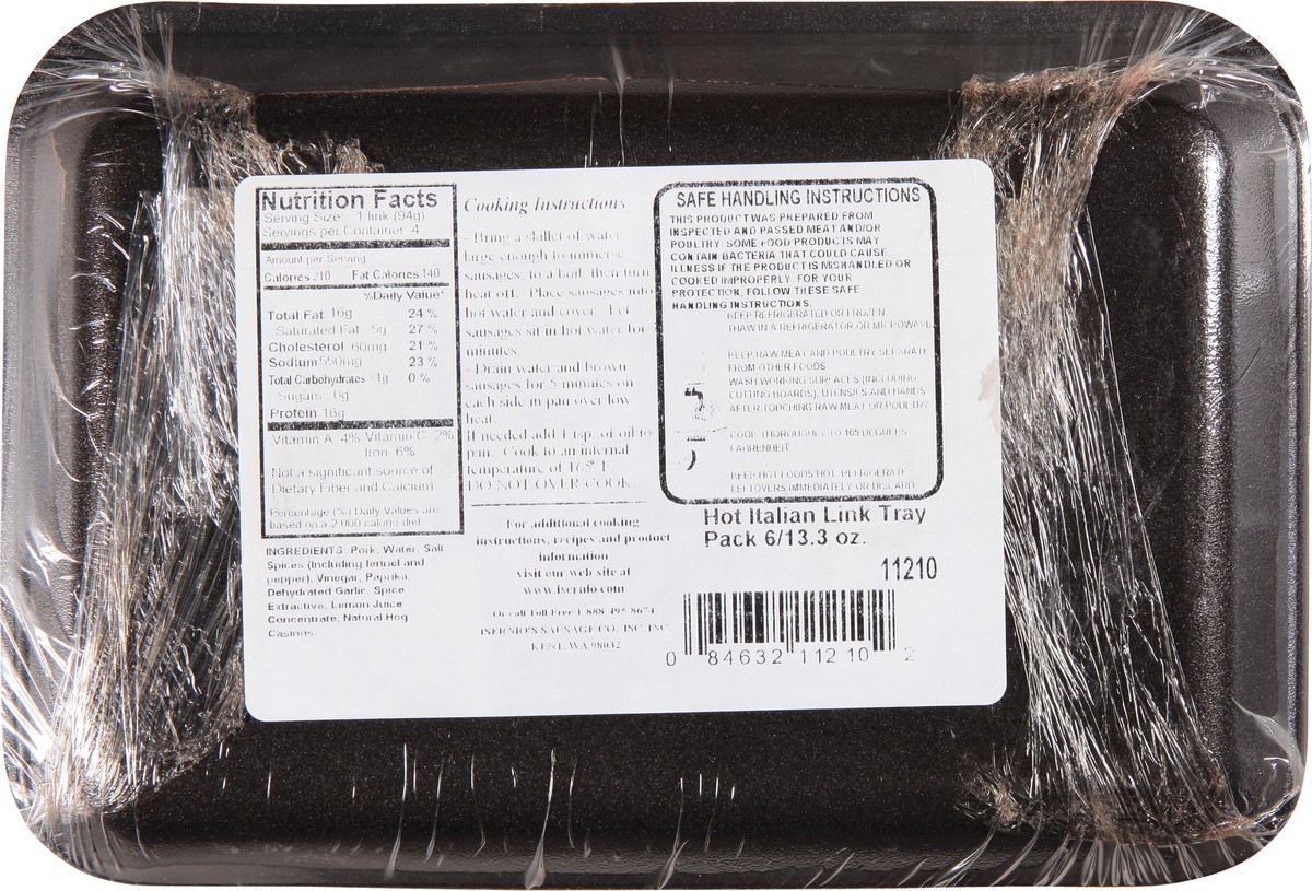 slide 6 of 14, Isernio's Hot Italian Sausage 13.3 oz, 13.3 oz