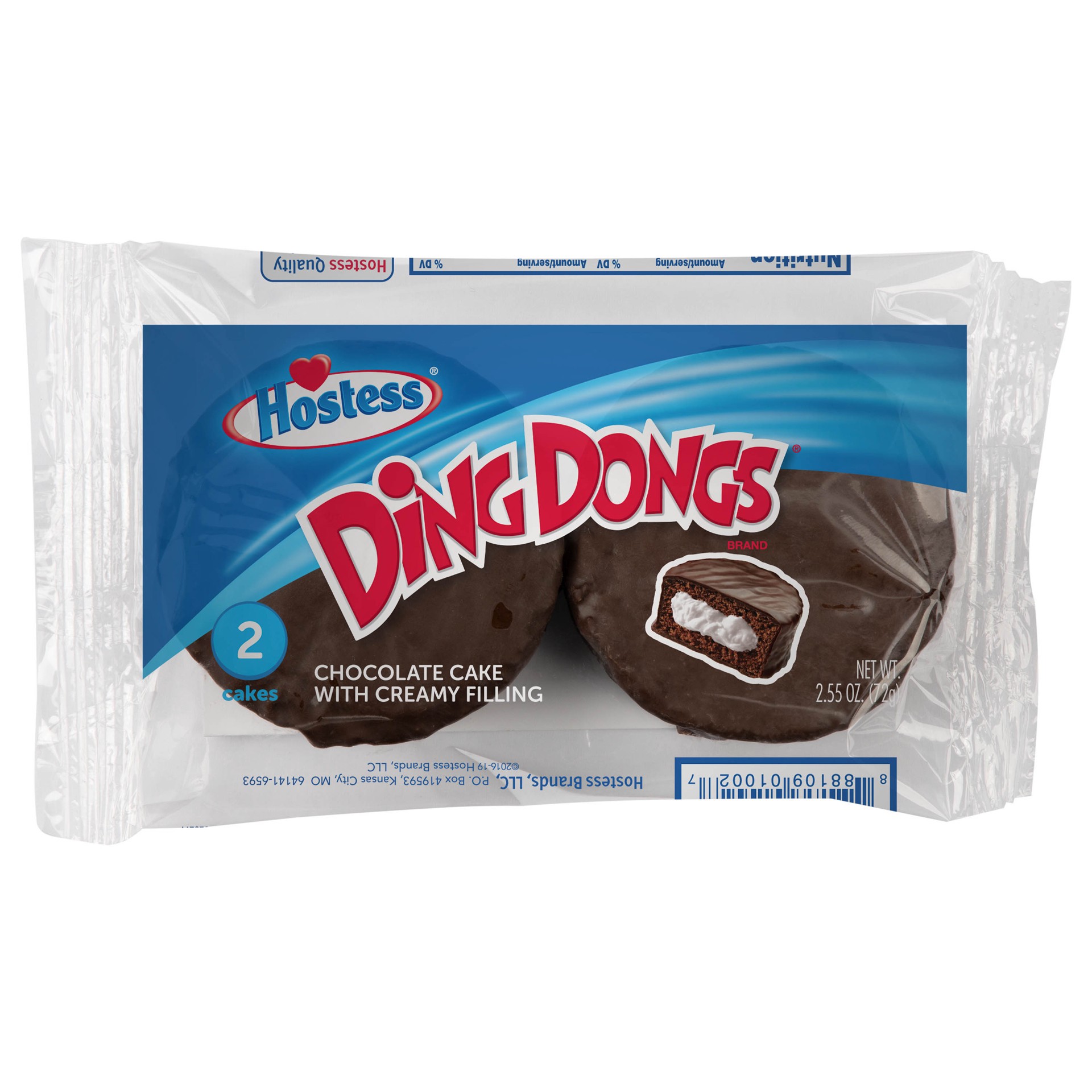 slide 1 of 9, HOSTESS Chocolate DING DONGS Single Serve, 2 Count, 2.55 oz, 2.55 oz