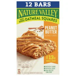 Nature Valley Soft Baked Oatmeal Squares, Peanut Butter, 12 Bars, 14.88 oz