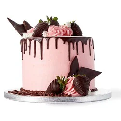 Strawberry Covered Chocolate Cake