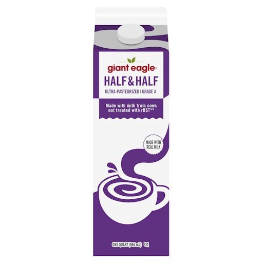 slide 1 of 1, Giant Eagle Half & Half, Rich & Creamy, Grade A, Ultra Pasteurized, 32 oz