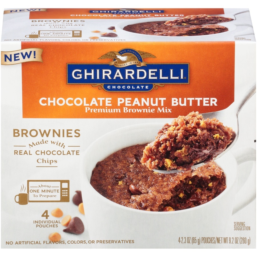 slide 1 of 8, Ghirardelli Chocolate Peanut Butter Premium Brownie Mix Pouches, 4 ct; 2.3 oz