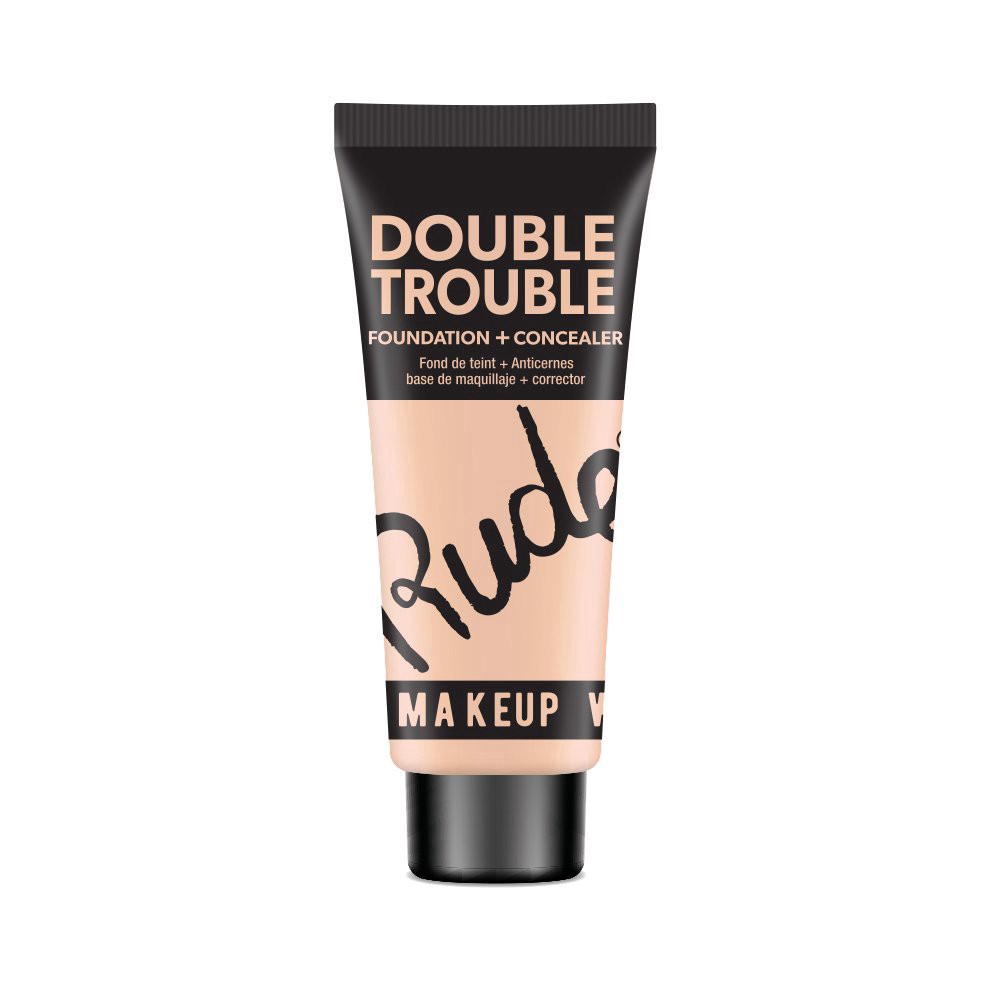 slide 1 of 1, Rude Cosmetics Double Trouble Foundation + Concealer - Cotton, 1 ct