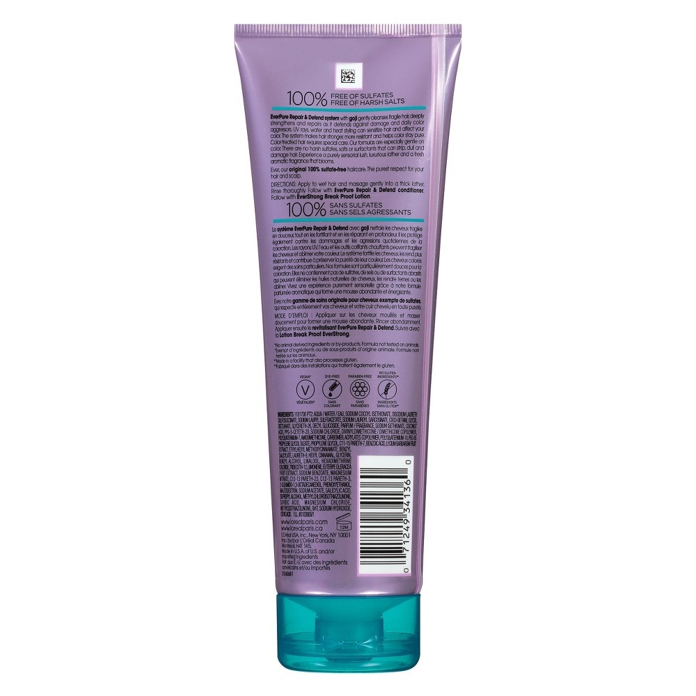 slide 2 of 2, L'Oréal Hair Expert EverPure Sulfate Free Repair & Defend Shampoo, 8.5 fl oz