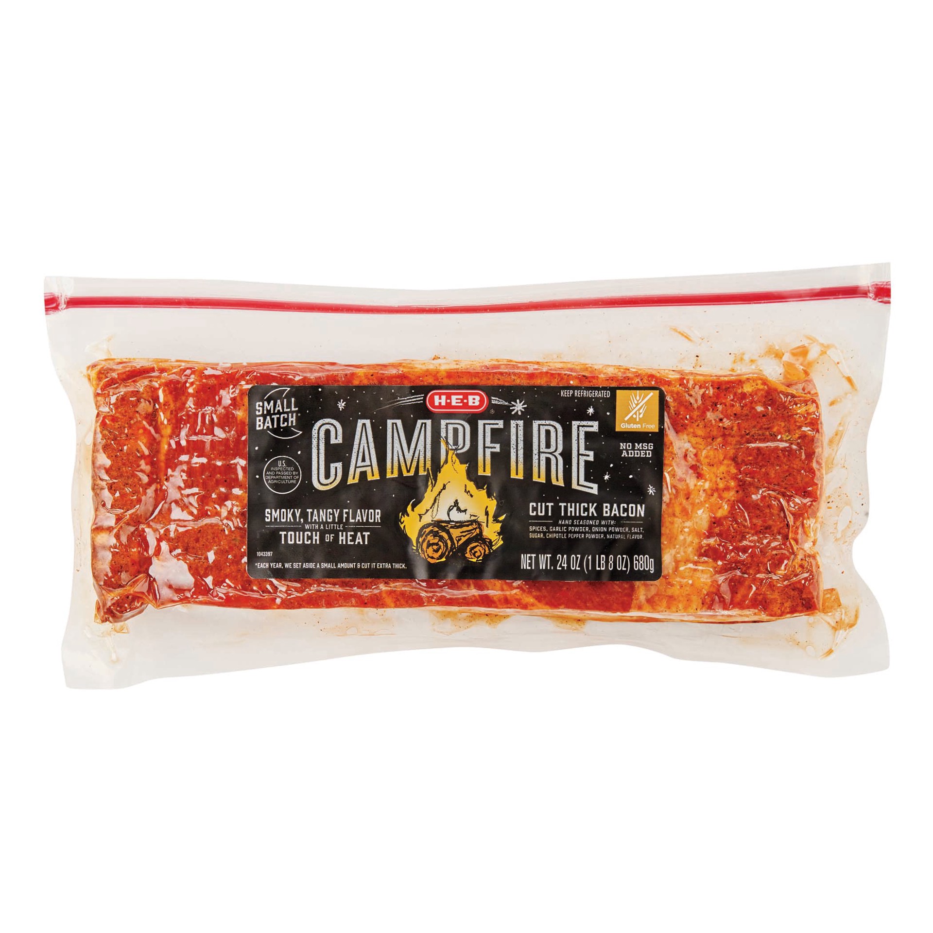 slide 1 of 1, H-E-B Campfire Thick Cut Bacon, 24 oz