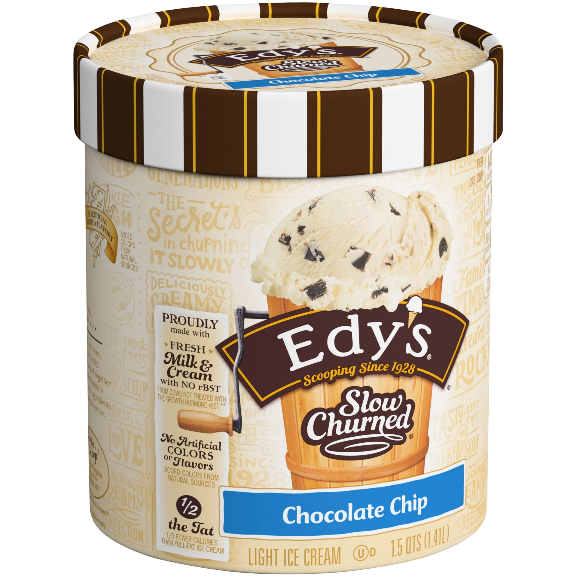 slide 4 of 7, Edy's Slow Churned Chocolate Chip Light Ice Cream, 48 oz