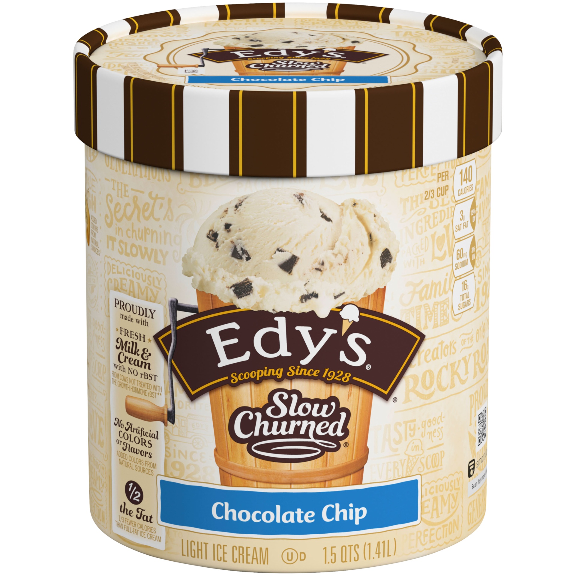 slide 1 of 7, Edy's Slow Churned Chocolate Chip Light Ice Cream, 48 oz