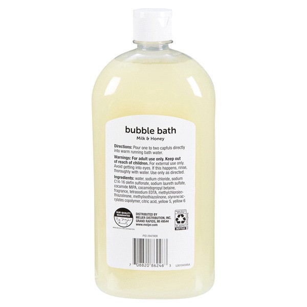 slide 3 of 5, Meijer Bubble Bath, Milk & Honey, 32 oz