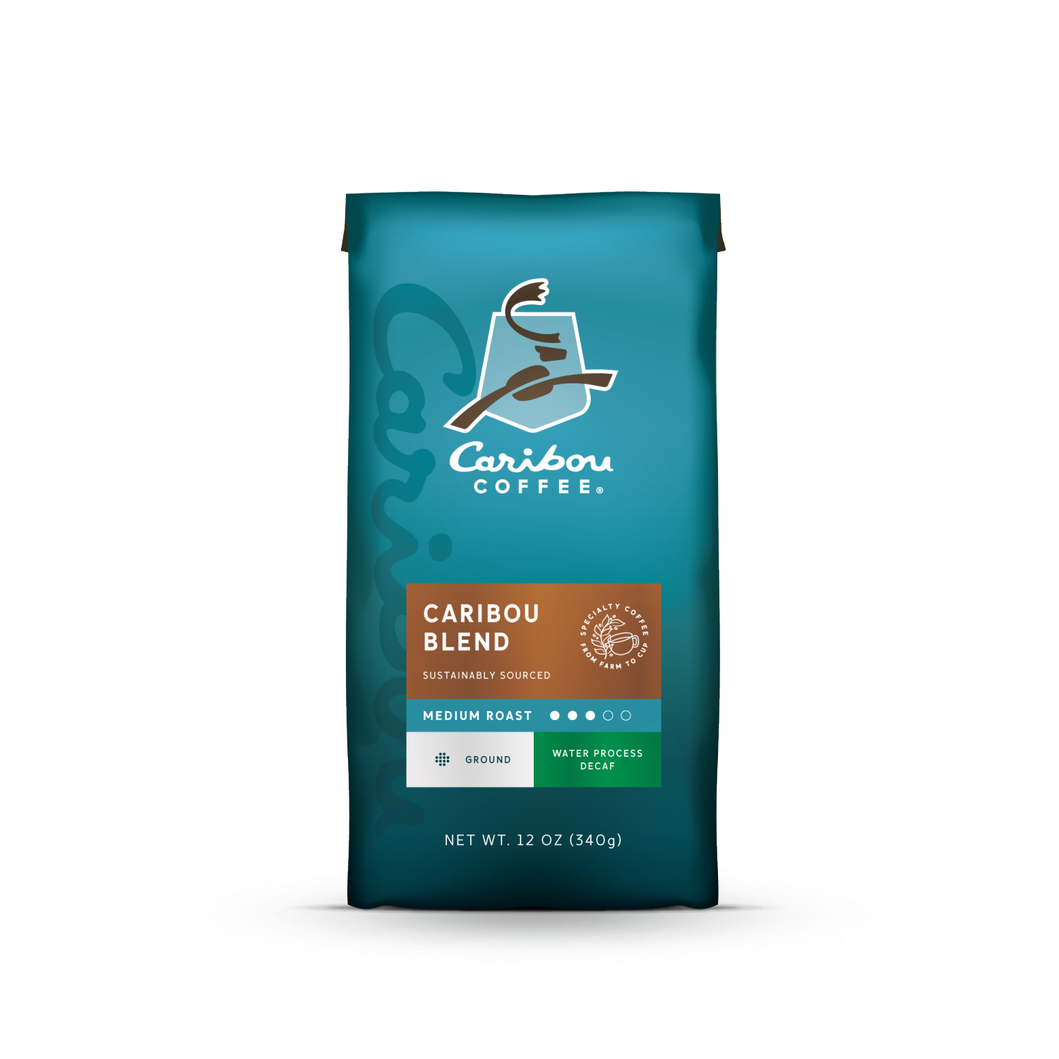 slide 1 of 2, Caribou Coffee Decaf Caribou Blend Medium Roast Ground Coffee Bag - 12 Oz, 12 oz