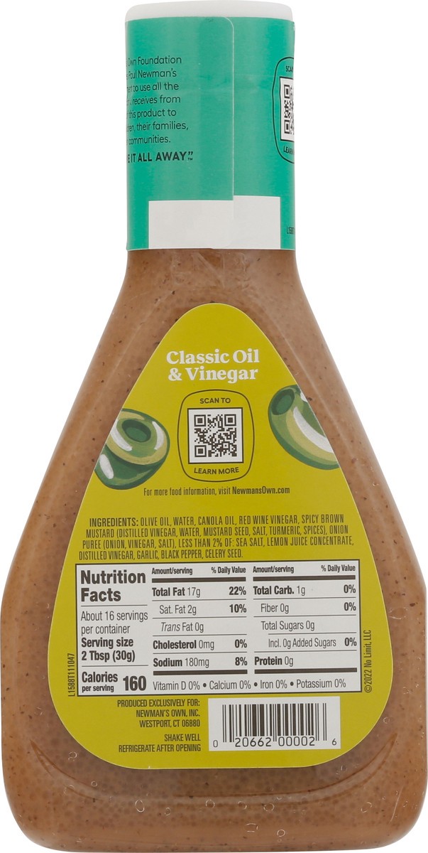 slide 5 of 9, Newman's Own Classic Oil & Vinegar Dressing 16 fl oz, 16 fl oz