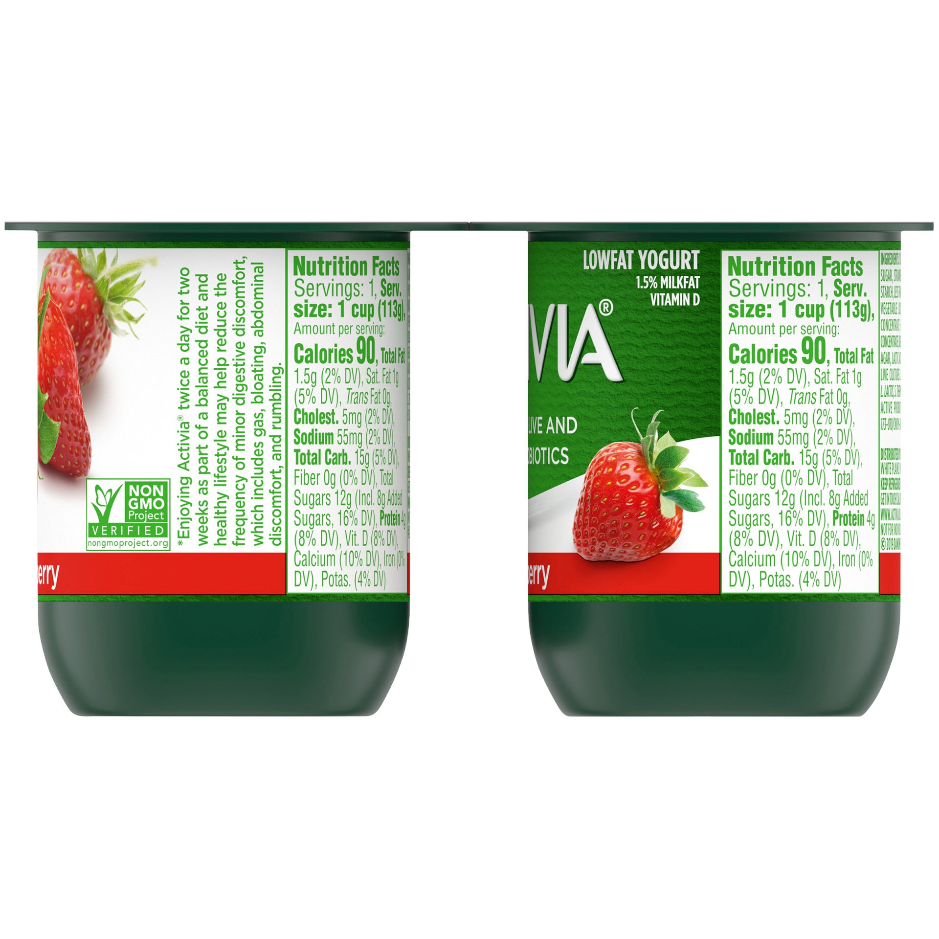 slide 2 of 7, Activia Low Fat Probiotic Strawberry Yogurt Cups, 4 oz