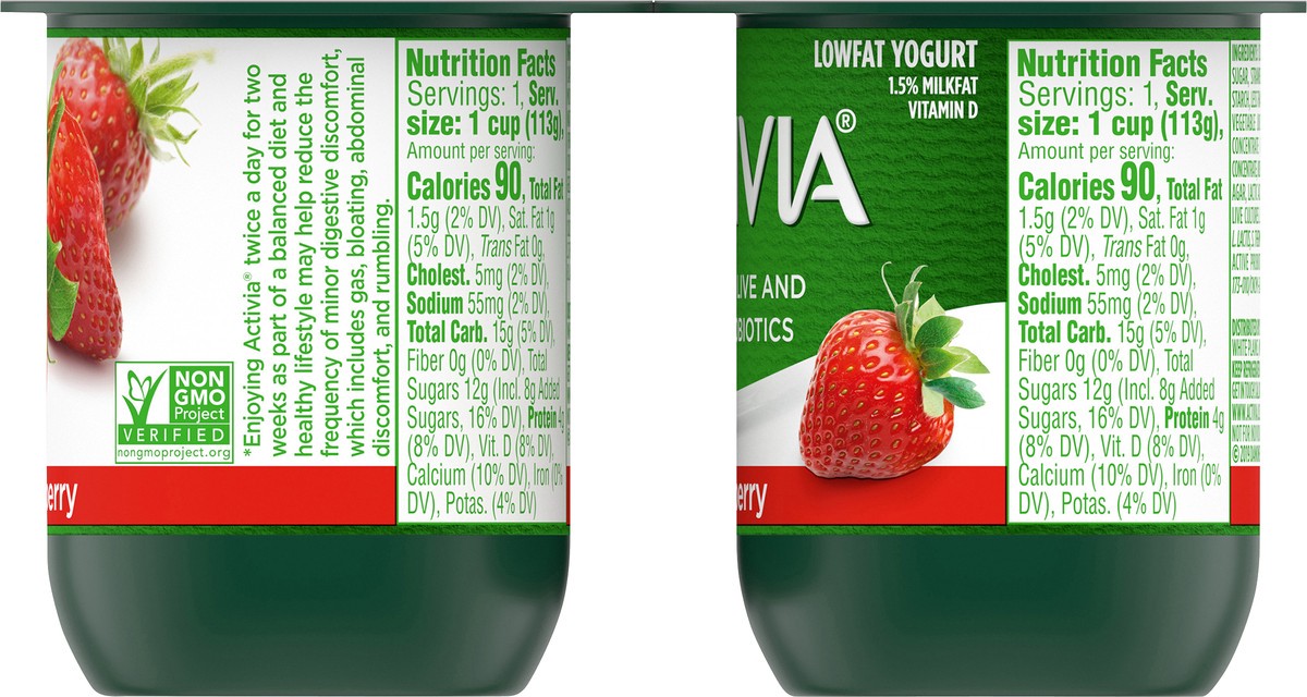 slide 8 of 10, Activia DANNON Low Fat Probiotic Strawberry Yogurt - 4ct/4oz Cups, 4 oz