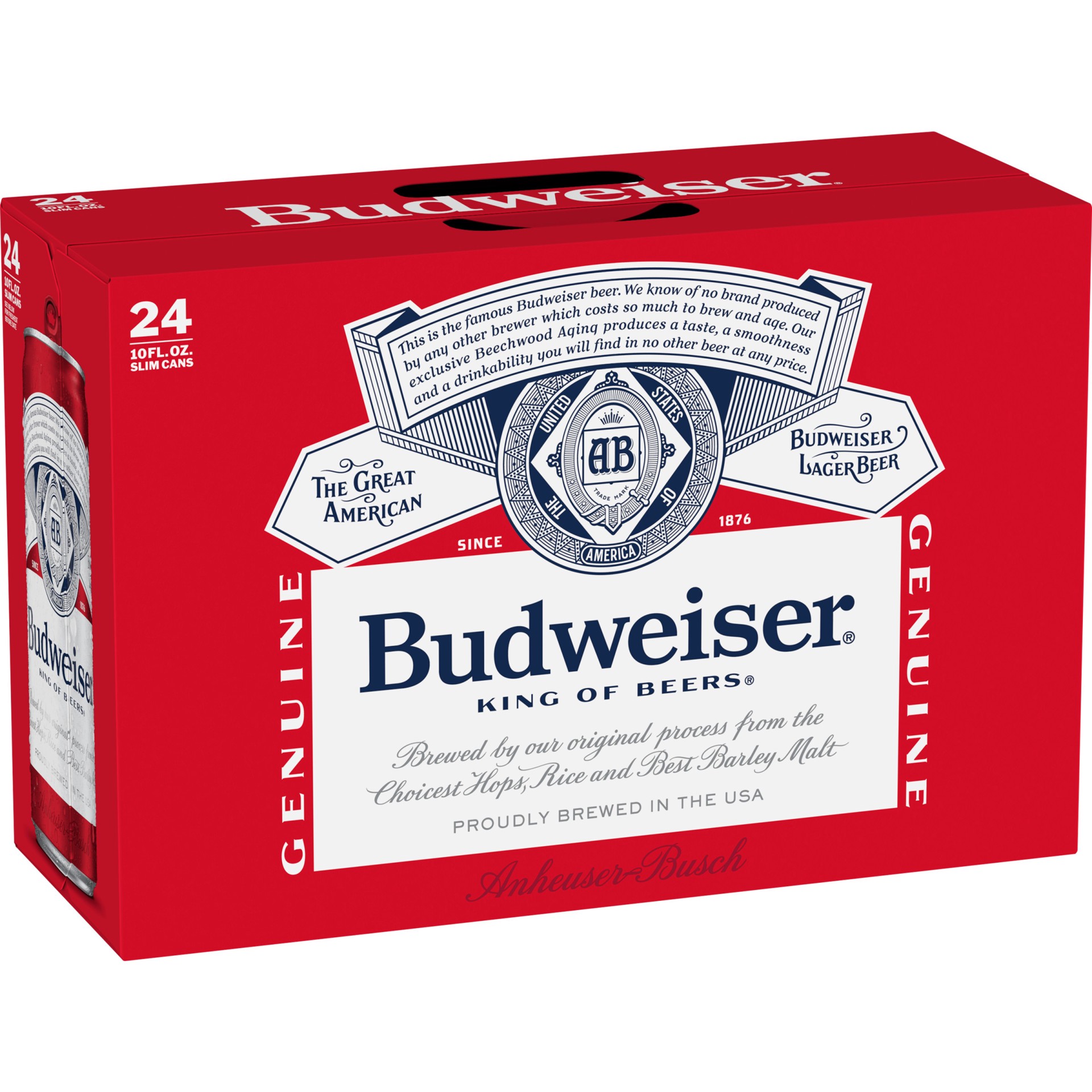 slide 1 of 10, Budweiser Lager Beer 24 - 10 fl oz Cans, 5% ABV, 240 fl oz