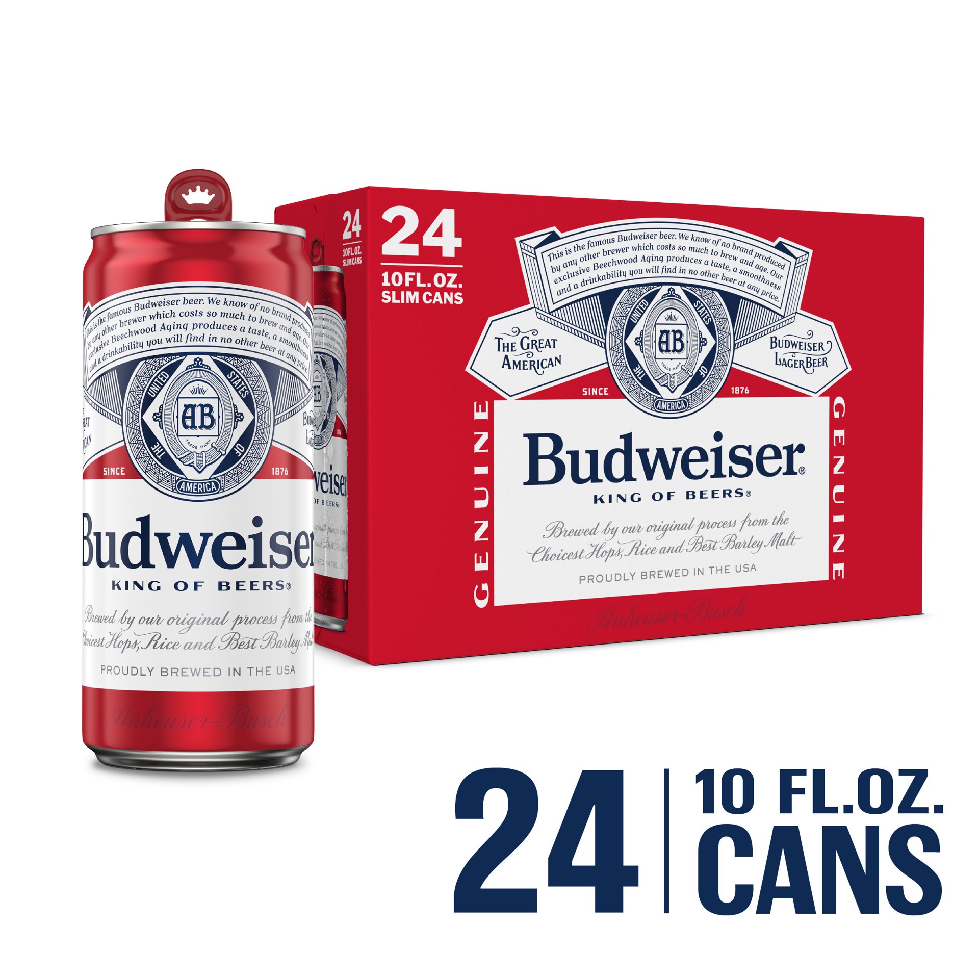 slide 10 of 10, Budweiser Lager Beer 24 - 10 fl oz Cans, 24 ct