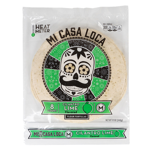 slide 1 of 1, MiCasa Loca Cilantro Lime Flour Tortillas, 12 oz