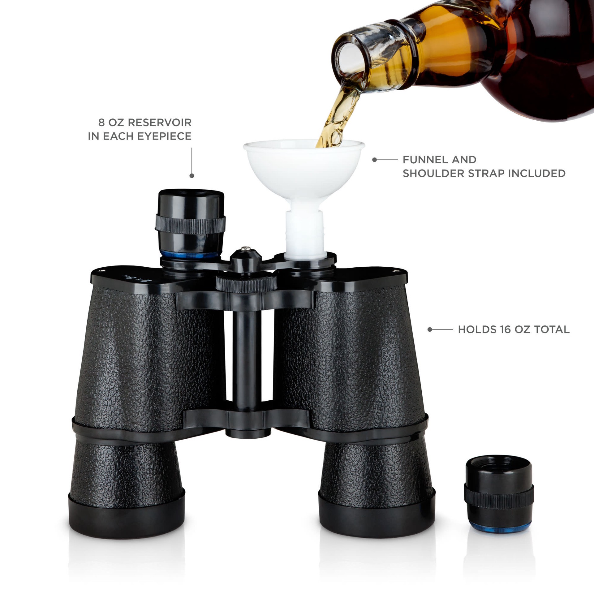 slide 5 of 5, Collins Accessories Binocular Flask, Gameday Hidden Flask, Hidden Alcohol Barware Accessory, Black, Holds 16 oz, 1 ct