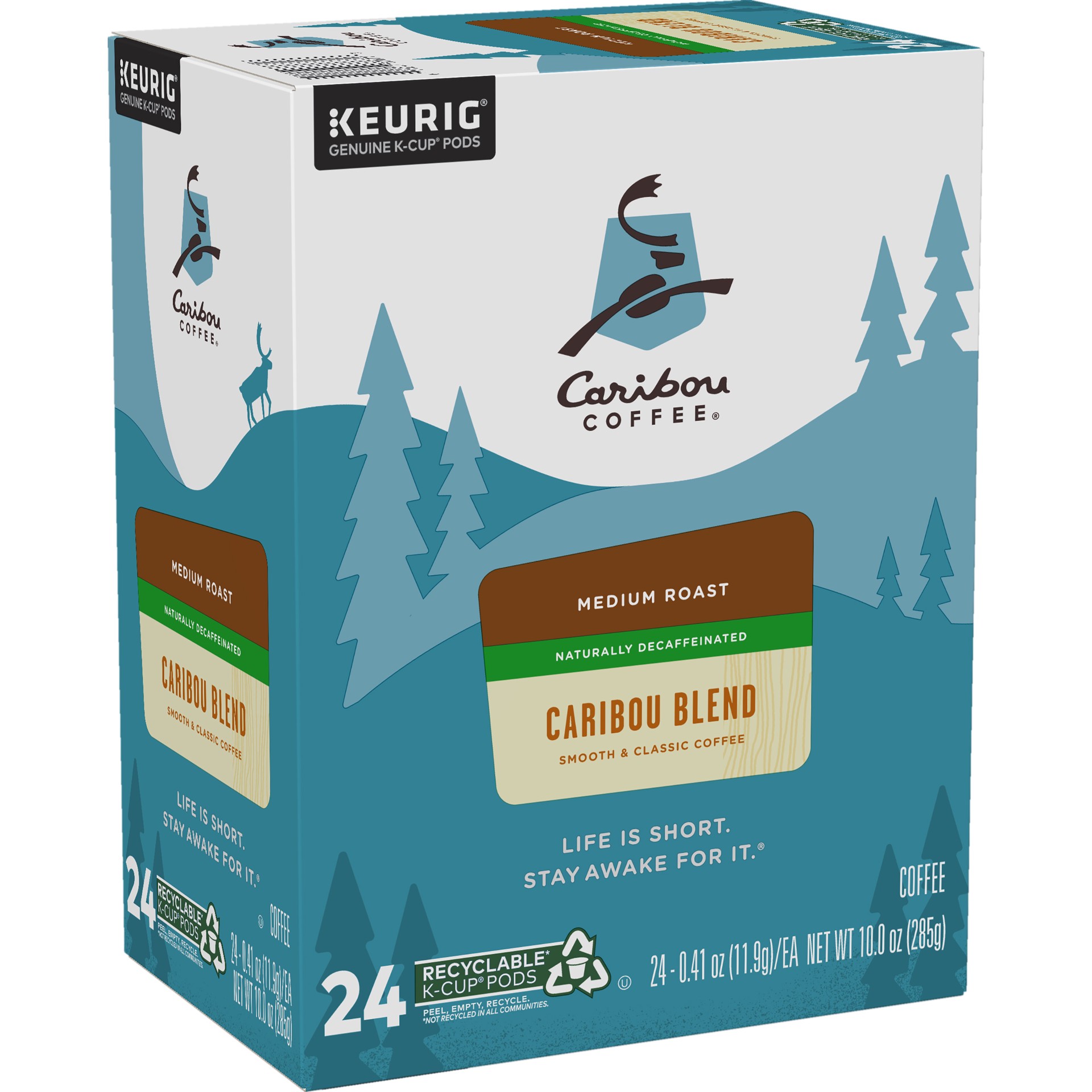 slide 3 of 5, Caribou Coffee Blend Decaf Keurig Single-Serve K-Cup Pods, Medium Roast Coffee, 24 Count, 24 ct