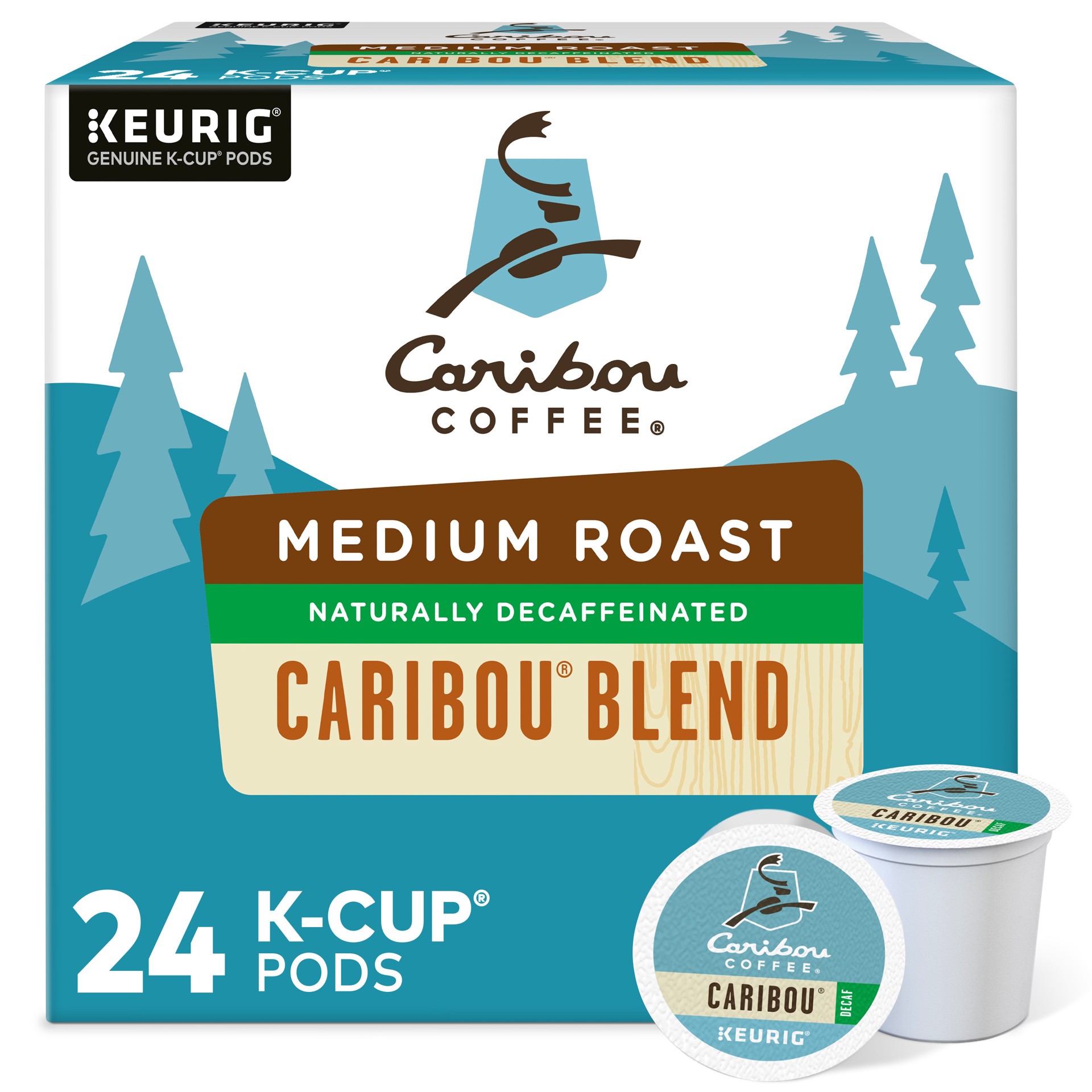 slide 1 of 5, Caribou Coffee Blend Decaf Keurig Single-Serve K-Cup Pods, Medium Roast Coffee, 24 Count, 24 ct