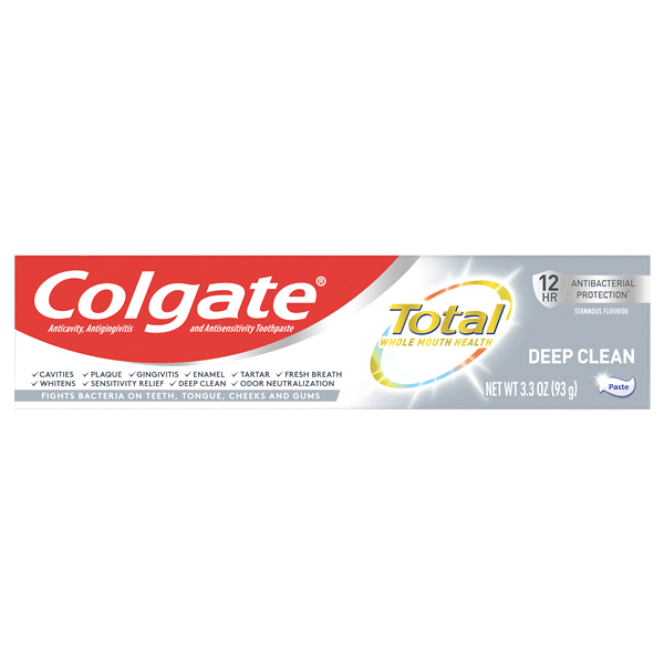 slide 1 of 1, Colgate Toothpaste Anticavity Antigingivitis and Antisensitivity Paste Deep Clean Total, 3.3 oz