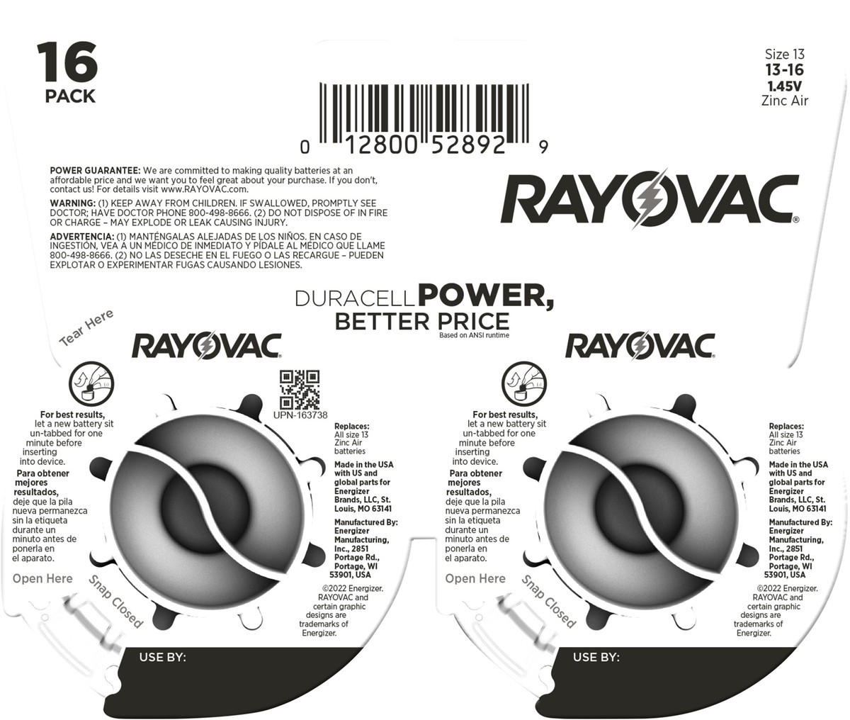 slide 2 of 3, Rayovac Size 13 Hearing Aid Batteries (16 Pack), Size 13 Batteries, 16 ct