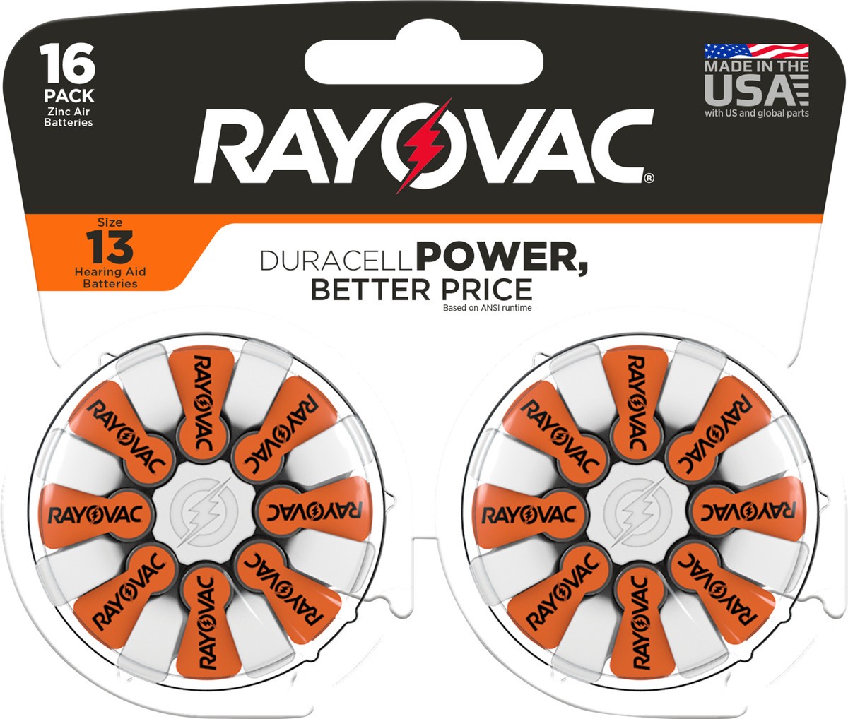 slide 3 of 3, Rayovac Size 13 Hearing Aid Batteries (16 Pack), Size 13 Batteries, 16 ct