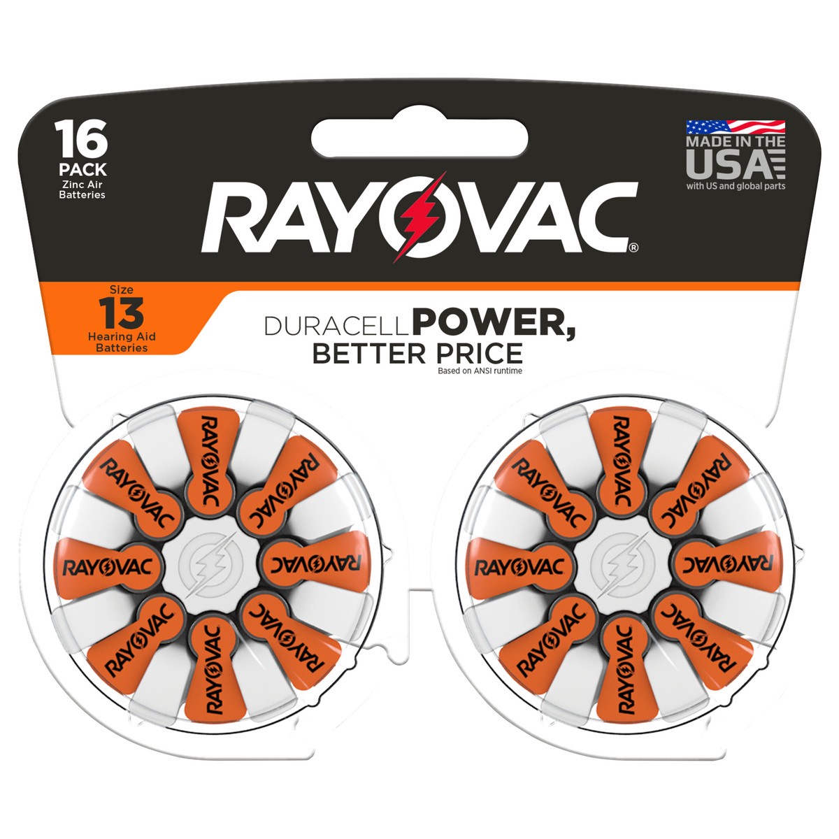 slide 1 of 3, Rayovac Size 13 Hearing Aid Batteries (16 Pack), Size 13 Batteries, 16 ct