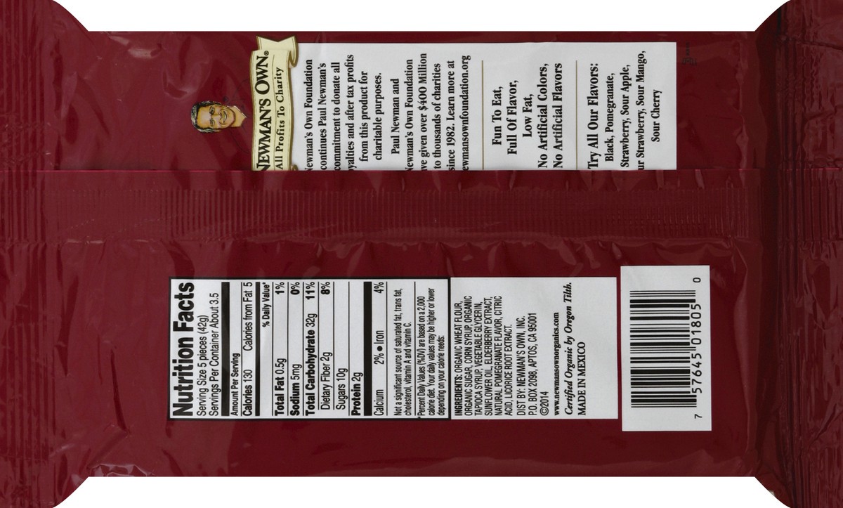 slide 6 of 6, Newman's Own Licorice Organic Twist Pomegranate, 5 oz